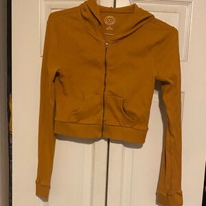 Urban Outfitters Ribbed Hoodie in Mustard Yellow